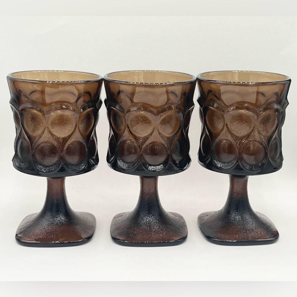 VTG Noritake Spotlight Walnut Brown Juice Goblets Set of 3 Glasses 4 3/4” EUC